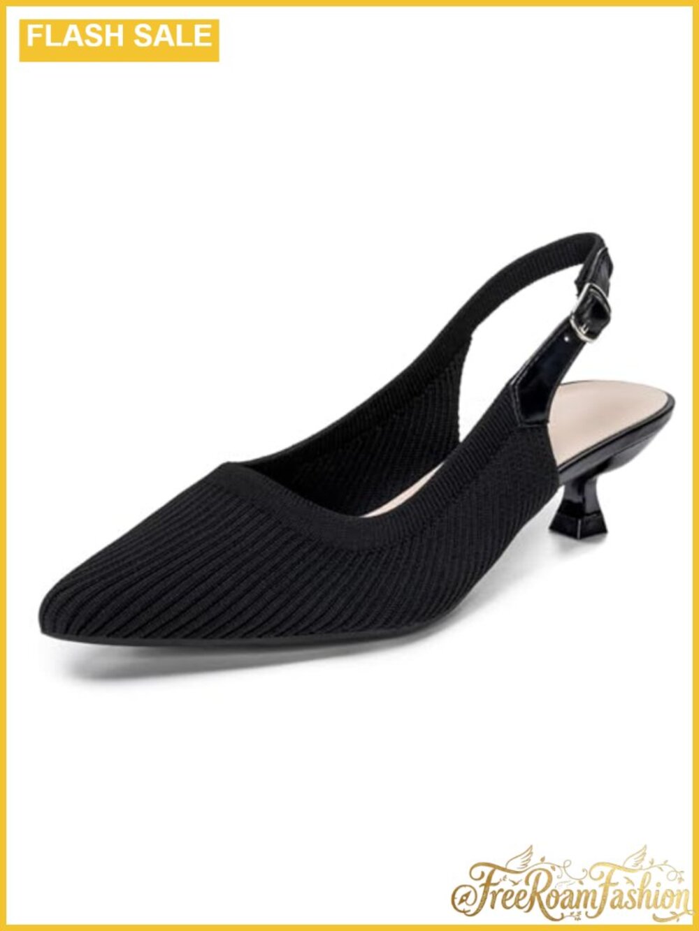 Slingback Kitten Heel Pointed Toe Knit Pumps for Work